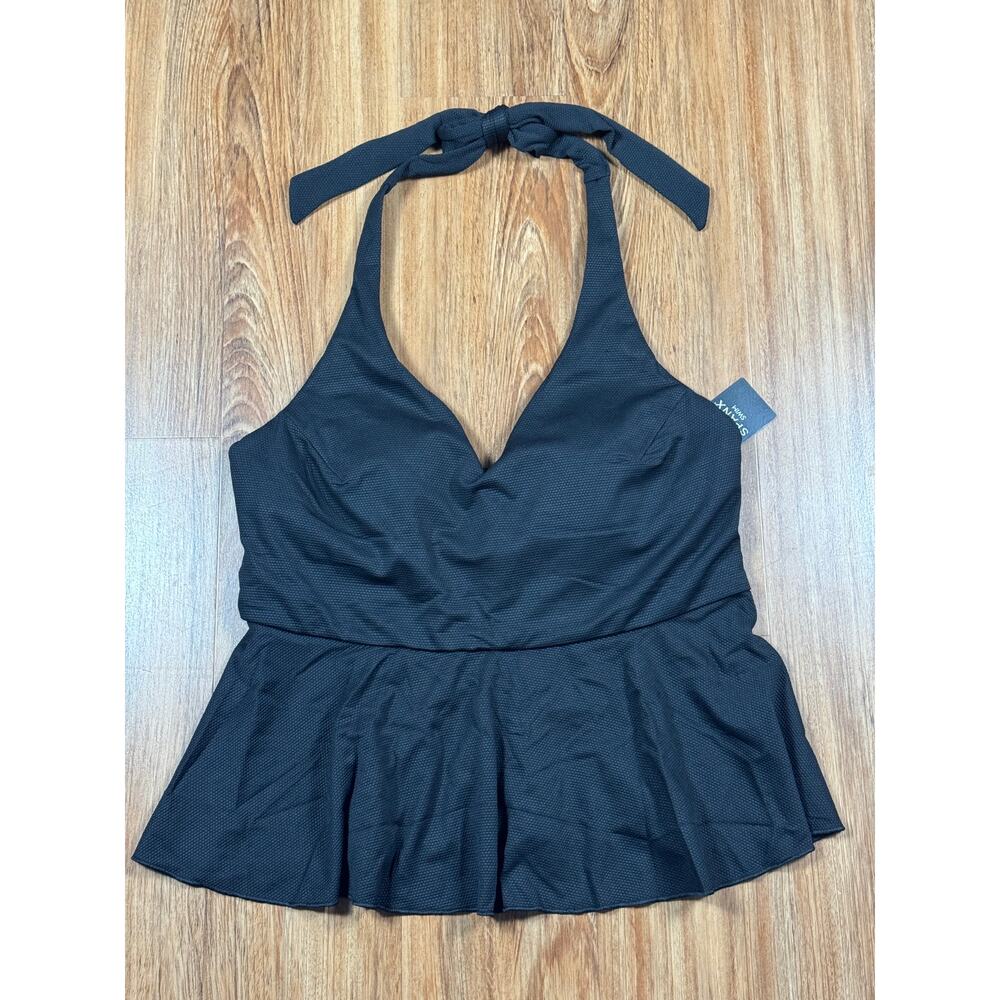 Spanx Swim Pique Full Bust Halter Tankini Swim Top Black 50685R - Women's Size L
